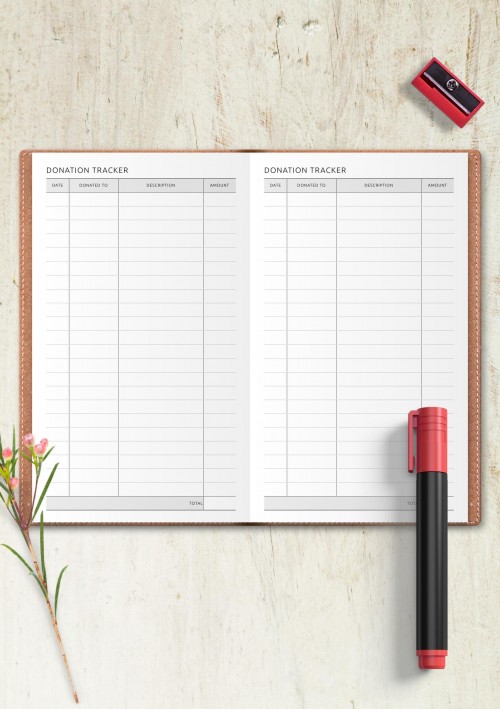 Donation Tracker for Traveler's Notebook