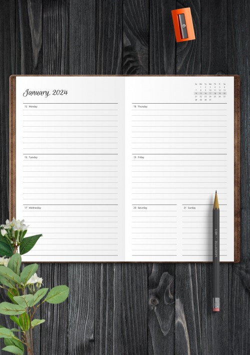 TN Horizontal Weekly Planner Template