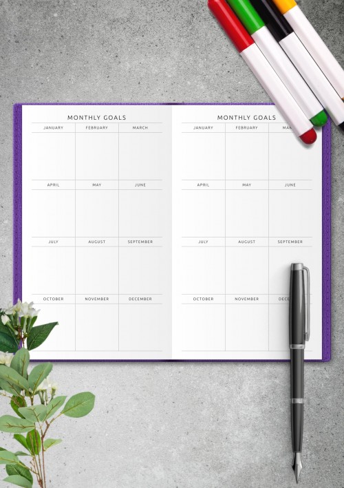 Monthly Goals List for a Year TN Insert